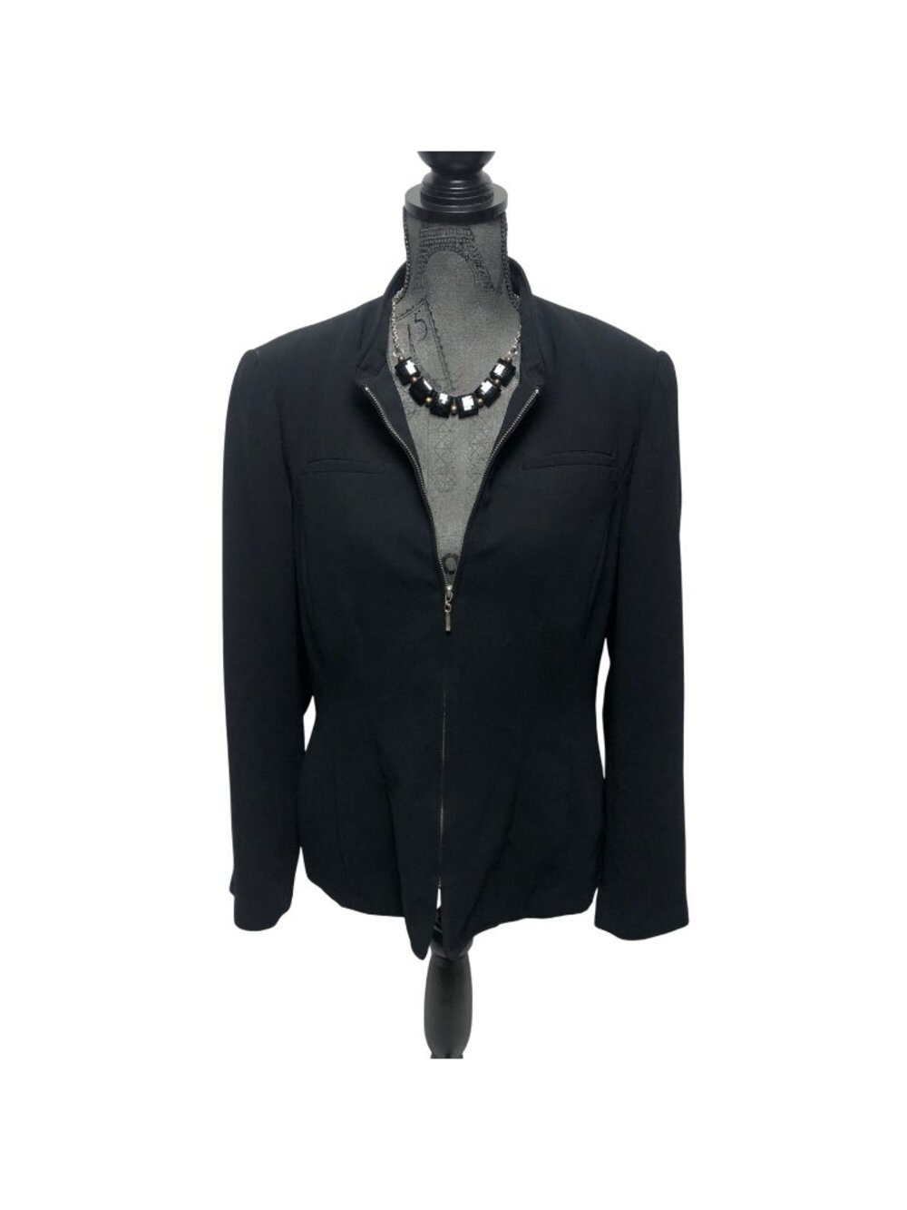 Worthington Blazer Womens Size 12 Black Zippered Pockets Jacket Office Career
